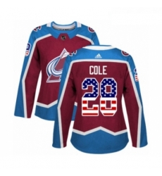 Womens Adidas Colorado Avalanche 28 Ian Cole Authentic Burgundy Red USA Flag Fashion NHL Jersey Womens Adidas Colorado Avalanche 28 Ian Cole Authentic Burgundy Red USA Flag Fashion NHL Jersey