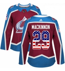 Womens Adidas Colorado Avalanche 29 Nathan MacKinnon Authentic Burgundy Red USA Flag Fashion NHL Jersey Womens Adidas Colorado Avalanche 29 Nathan MacKinnon Authentic Burgundy Red USA Flag Fashion NHL Jersey