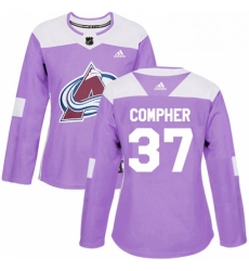 Womens Adidas Colorado Avalanche 37 JT Compher Authentic Purple Fights Cancer Practice NHL Jersey Womens Adidas Colorado Avalanche 37 JT Compher Authentic Purple Fights Cancer Practice NHL Jersey