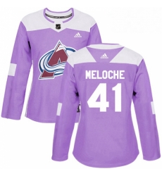 Womens Adidas Colorado Avalanche 41 Nicolas Meloche Authentic Purple Fights Cancer Practice NHL Jersey Womens Adidas Colorado Avalanche 41 Nicolas Meloche Authentic Purple Fights Cancer Practice NHL Jersey