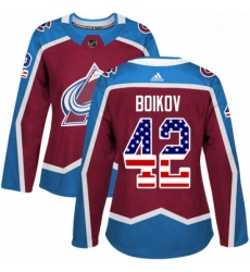 Womens Adidas Colorado Avalanche 42 Sergei Boikov Authentic Burgundy Red USA Flag Fashion NHL Jersey Womens Adidas Colorado Avalanche 42 Sergei Boikov Authentic Burgundy Red USA Flag Fashion NHL Jersey