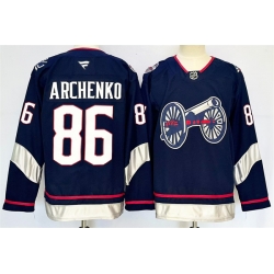 Men Columbus Blue Jackets 86 Kirill Marchenko Navy 2024 25 With C Patch Stitched Hockey Jersey