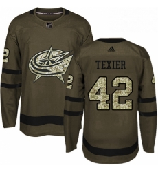 Mens Adidas Columbus Blue Jackets 42 Alexandre Texier Premier Green Salute to Service NHL Jersey Mens Adidas Columbus Blue Jackets 42 Alexandre Texier Premier Green Salute to Service NHL Jersey