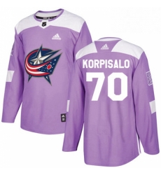 Mens Adidas Columbus Blue Jackets 70 Joonas Korpisalo Authentic Purple Fights Cancer Practice NHL Jersey Mens Adidas Columbus Blue Jackets 70 Joonas Korpisalo Authentic Purple Fights Cancer Practice NHL Jersey