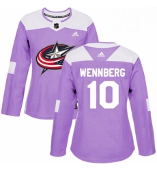 Womens Adidas Columbus Blue Jackets 10 Alexander Wennberg Authentic Purple Fights Cancer Practice NHL Jersey Womens Adidas Columbus Blue Jackets 10 Alexander Wennberg Authentic Purple Fights Cancer Practice NHL Jersey