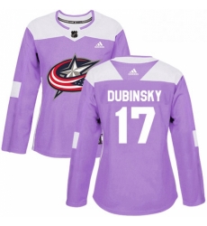 Womens Adidas Columbus Blue Jackets 17 Brandon Dubinsky Authentic Purple Fights Cancer Practice NHL Jersey Womens Adidas Columbus Blue Jackets 17 Brandon Dubinsky Authentic Purple Fights Cancer Practice NHL Jersey