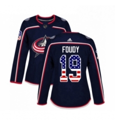 Womens Adidas Columbus Blue Jackets 19 Liam Foudy Authentic Navy Blue USA Flag Fashion NHL Jersey Womens Adidas Columbus Blue Jackets 19 Liam Foudy Authentic Navy Blue USA Flag Fashion NHL Jersey