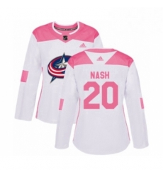 Womens Adidas Columbus Blue Jackets 20 Riley Nash Authentic White Pink Fashion NHL Jersey Womens Adidas Columbus Blue Jackets 20 Riley Nash Authentic White Pink Fashion NHL Jersey