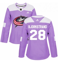 Womens Adidas Columbus Blue Jackets 28 Oliver Bjorkstrand Authentic Purple Fights Cancer Practice NHL Jersey Womens Adidas Columbus Blue Jackets 28 Oliver Bjorkstrand Authentic Purple Fights Cancer Practice NHL Jersey