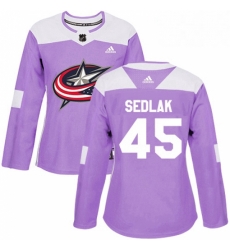 Womens Adidas Columbus Blue Jackets 45 Lukas Sedlak Authentic Purple Fights Cancer Practice NHL Jersey Womens Adidas Columbus Blue Jackets 45 Lukas Sedlak Authentic Purple Fights Cancer Practice NHL Jersey