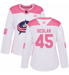 Womens Adidas Columbus Blue Jackets 45 Lukas Sedlak Authentic WhitePink Fashion NHL Jersey Womens Adidas Columbus Blue Jackets 45 Lukas Sedlak Authentic WhitePink Fashion NHL Jersey