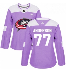 Womens Adidas Columbus Blue Jackets 77 Josh Anderson Authentic Purple Fights Cancer Practice NHL Jersey Womens Adidas Columbus Blue Jackets 77 Josh Anderson Authentic Purple Fights Cancer Practice NHL Jersey