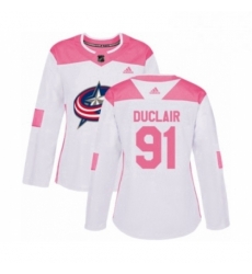 Womens Adidas Columbus Blue Jackets 91 Anthony Duclair Authentic White Pink Fashion NHL Jersey Womens Adidas Columbus Blue Jackets 91 Anthony Duclair Authentic White Pink Fashion NHL Jersey
