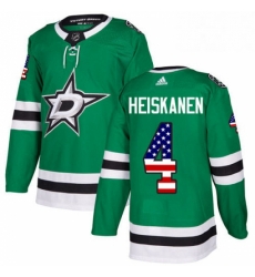 Mens Adidas Dallas Stars 4 Miro Heiskanen Authentic Green USA Flag Fashion NHL Jersey Mens Adidas Dallas Stars 4 Miro Heiskanen Authentic Green USA Flag Fashion NHL Jersey