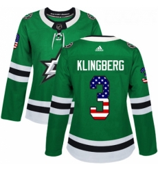 Womens Adidas Dallas Stars 3 John Klingberg Authentic Green USA Flag Fashion NHL Jersey Womens Adidas Dallas Stars 3 John Klingberg Authentic Green USA Flag Fashion NHL Jersey