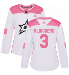 Womens Adidas Dallas Stars 3 John Klingberg Authentic WhitePink Fashion NHL Jersey Womens Adidas Dallas Stars 3 John Klingberg Authentic WhitePink Fashion NHL Jersey