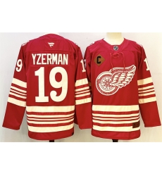 Men Detroit Red Wings 19 Steve Yzerman Red 2025 26 With C Patch Centennial Premium Stitched Hockey Jersey