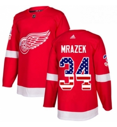 Mens Adidas Detroit Red Wings 34 Petr Mrazek Authentic Red USA Flag Fashion NHL Jersey Mens Adidas Detroit Red Wings 34 Petr Mrazek Authentic Red USA Flag Fashion NHL Jersey