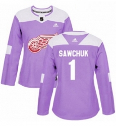 Womens Adidas Detroit Red Wings 1 Terry Sawchuk Authentic Purple Fights Cancer Practice NHL Jersey Womens Adidas Detroit Red Wings 1 Terry Sawchuk Authentic Purple Fights Cancer Practice NHL Jersey