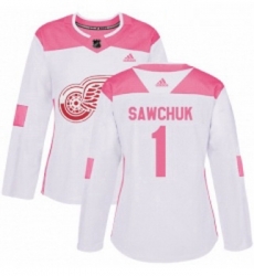 Womens Adidas Detroit Red Wings 1 Terry Sawchuk Authentic WhitePink Fashion NHL Jersey Womens Adidas Detroit Red Wings 1 Terry Sawchuk Authentic WhitePink Fashion NHL Jersey