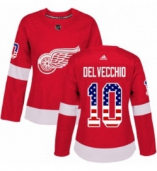 Womens Adidas Detroit Red Wings 10 Alex Delvecchio Authentic Red USA Flag Fashion NHL Jersey Womens Adidas Detroit Red Wings 10 Alex Delvecchio Authentic Red USA Flag Fashion NHL Jersey