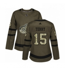 Womens Adidas Detroit Red Wings 15 Chris Terry Authentic Green Salute to Service NHL Jersey Womens Adidas Detroit Red Wings 15 Chris Terry Authentic Green Salute to Service NHL Jersey