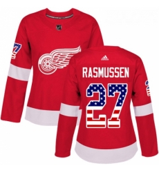 Womens Adidas Detroit Red Wings 27 Michael Rasmussen Authentic Red USA Flag Fashion NHL Jersey Womens Adidas Detroit Red Wings 27 Michael Rasmussen Authentic Red USA Flag Fashion NHL Jersey