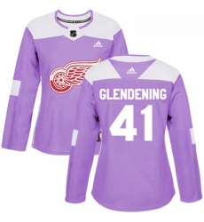 Womens Adidas Detroit Red Wings 41 Luke Glendening Authentic Purple Fights Cancer Practice NHL Jersey Womens Adidas Detroit Red Wings 41 Luke Glendening Authentic Purple Fights Cancer Practice NHL Jersey