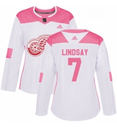 Womens Adidas Detroit Red Wings 7 Ted Lindsay Authentic WhitePink Fashion NHL Jersey Womens Adidas Detroit Red Wings 7 Ted Lindsay Authentic WhitePink Fashion NHL Jersey