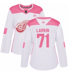 Womens Adidas Detroit Red Wings 71 Dylan Larkin Authentic WhitePink Fashion NHL Jersey Womens Adidas Detroit Red Wings 71 Dylan Larkin Authentic WhitePink Fashion NHL Jersey