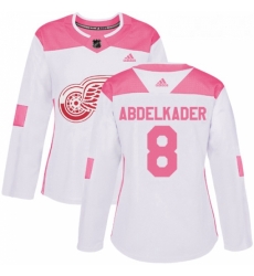 Womens Adidas Detroit Red Wings 8 Justin Abdelkader Authentic WhitePink Fashion NHL Jersey Womens Adidas Detroit Red Wings 8 Justin Abdelkader Authentic WhitePink Fashion NHL Jersey