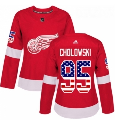 Womens Adidas Detroit Red Wings 95 Dennis Cholowski Authentic Red USA Flag Fashion NHL Jersey Womens Adidas Detroit Red Wings 95 Dennis Cholowski Authentic Red USA Flag Fashion NHL Jersey