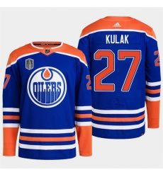 Men Edmonton Oilers 27 Brett Kulak Royal 2024 Stanley Cup Final Patch Stitched Jersey Men Edmonton Oilers 27 Brett Kulak Royal 2024 Stanley Cup Final Patch Stitched Jersey