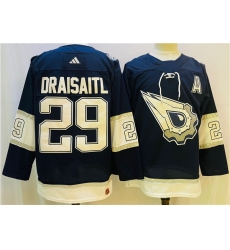 Men Edmonton Oilers 29 Leon Draisaitl Navy White Stitched Jersey Men Edmonton Oilers 29 Leon Draisaitl Navy White Stitched Jersey