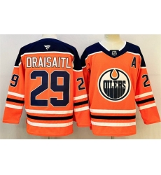 Men Edmonton Oilers 29 Leon Draisaitl Orange 2025 Stitched Hockey Jersey