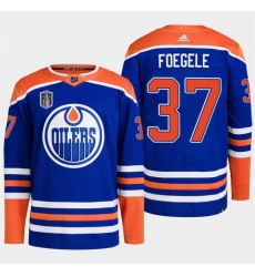 Men Edmonton Oilers 37 Warren Foegele Royal 2024 Stanley Cup Final Patch Stitched Jersey Men Edmonton Oilers 37 Warren Foegele Royal 2024 Stanley Cup Final Patch Stitched Jersey