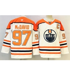 Men Edmonton Oilers 97 Connor McDavid White Orange 2024 25 With C Patch Heritage Classic Primegreen Stitched Jersey Men Edmonton Oilers 97 Connor McDavid White Orange 2024 25 With C Patch Heritage Classic Primegreen Stitched Jersey