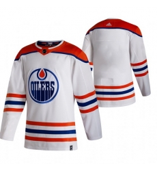 Men Edmonton Oilers Blank White Adidas 2020 21 Reverse Retro Alternate NHL Jersey