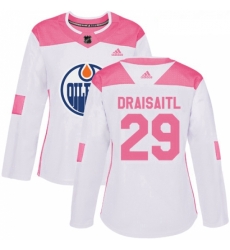 Womens Adidas Edmonton Oilers 29 Leon Draisaitl Authentic WhitePink Fashion NHL Jersey Womens Adidas Edmonton Oilers 29 Leon Draisaitl Authentic WhitePink Fashion NHL Jersey