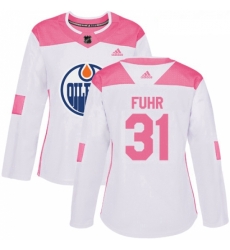 Womens Adidas Edmonton Oilers 31 Grant Fuhr Authentic WhitePink Fashion NHL Jersey Womens Adidas Edmonton Oilers 31 Grant Fuhr Authentic WhitePink Fashion NHL Jersey