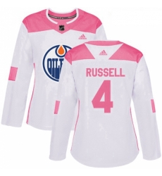Womens Adidas Edmonton Oilers 4 Kris Russell Authentic WhitePink Fashion NHL Jersey Womens Adidas Edmonton Oilers 4 Kris Russell Authentic WhitePink Fashion NHL Jersey