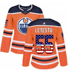 Womens Adidas Edmonton Oilers 55 Mark Letestu Authentic Orange USA Flag Fashion NHL Jersey Womens Adidas Edmonton Oilers 55 Mark Letestu Authentic Orange USA Flag Fashion NHL Jersey