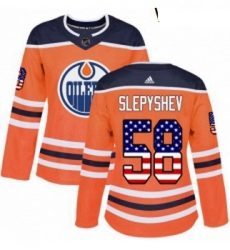 Womens Adidas Edmonton Oilers 58 Anton Slepyshev Authentic Orange USA Flag Fashion NHL Jersey Womens Adidas Edmonton Oilers 58 Anton Slepyshev Authentic Orange USA Flag Fashion NHL Jersey