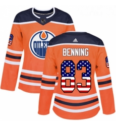 Womens Adidas Edmonton Oilers 83 Matt Benning Authentic Orange USA Flag Fashion NHL Jersey Womens Adidas Edmonton Oilers 83 Matt Benning Authentic Orange USA Flag Fashion NHL Jersey