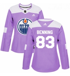 Womens Adidas Edmonton Oilers 83 Matt Benning Authentic Purple Fights Cancer Practice NHL Jersey Womens Adidas Edmonton Oilers 83 Matt Benning Authentic Purple Fights Cancer Practice NHL Jersey