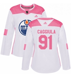 Womens Adidas Edmonton Oilers 91 Drake Caggiula Authentic WhitePink Fashion NHL Jersey Womens Adidas Edmonton Oilers 91 Drake Caggiula Authentic WhitePink Fashion NHL Jersey