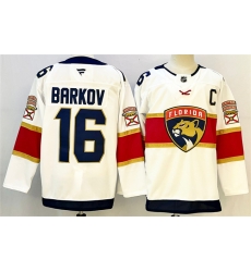 Men Florida Panthers 16 Aleksander Barkov White 2024 25 Home With C Patch Stitched Hockey Jersey