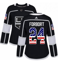 Womens Adidas Los Angeles Kings 24 Derek Forbort Authentic Black USA Flag Fashion NHL Jersey Womens Adidas Los Angeles Kings 24 Derek Forbort Authentic Black USA Flag Fashion NHL Jersey