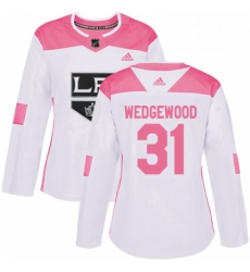 Womens Adidas Los Angeles Kings 31 Scott Wedgewood Authentic White Pink Fashion NHL Jersey Womens Adidas Los Angeles Kings 31 Scott Wedgewood Authentic White Pink Fashion NHL Jersey