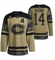 Men Montreal Canadiens 14 Nick Suzuki Olive Salute To Service Stitched Jersey Men Montreal Canadiens 14 Nick Suzuki Olive Salute To Service Stitched Jersey